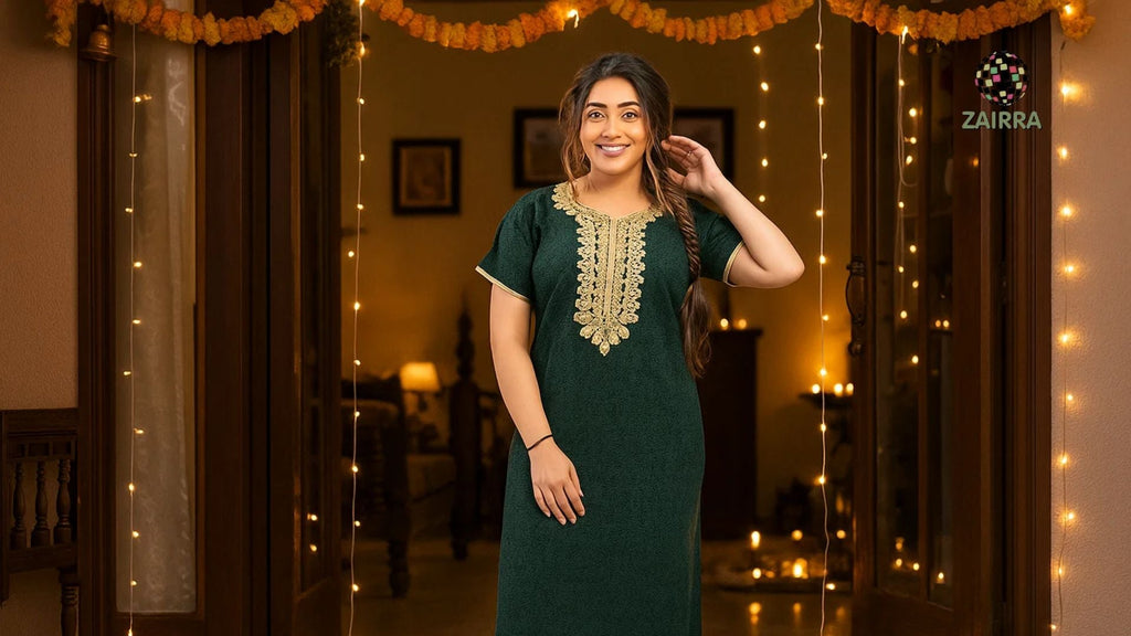 Dussehra Fashion Meets Comfort: Long Cotton Nightgown for Women